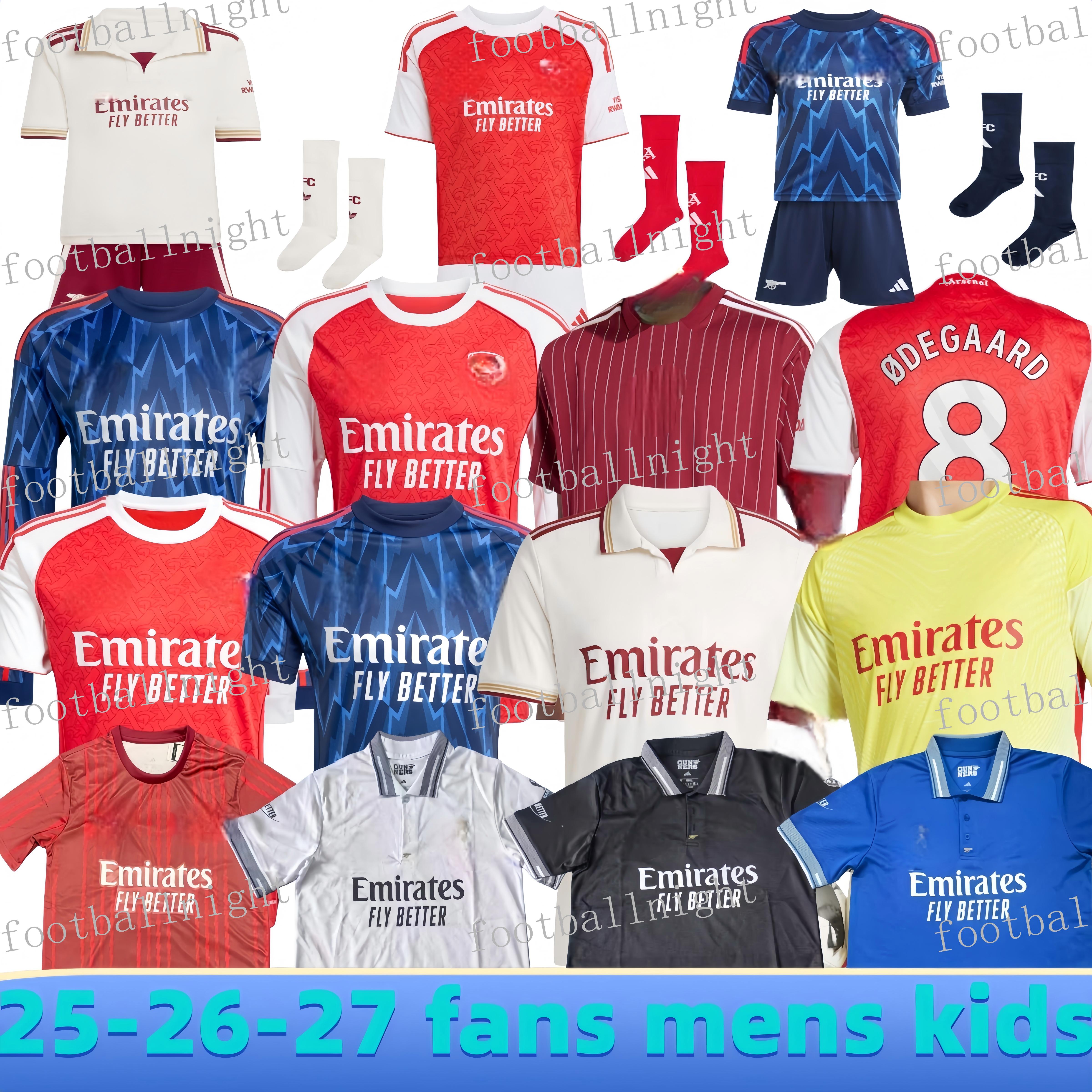 25 26 SAKA Soccer Jerseys ODEGAARD RICE HAVERTZ NWANERI MARTINELLI Calafiori NKETIAH SALIBA TROSSARD JESUS2025 2026 Football Shirt Kids Child Training Kit uniform