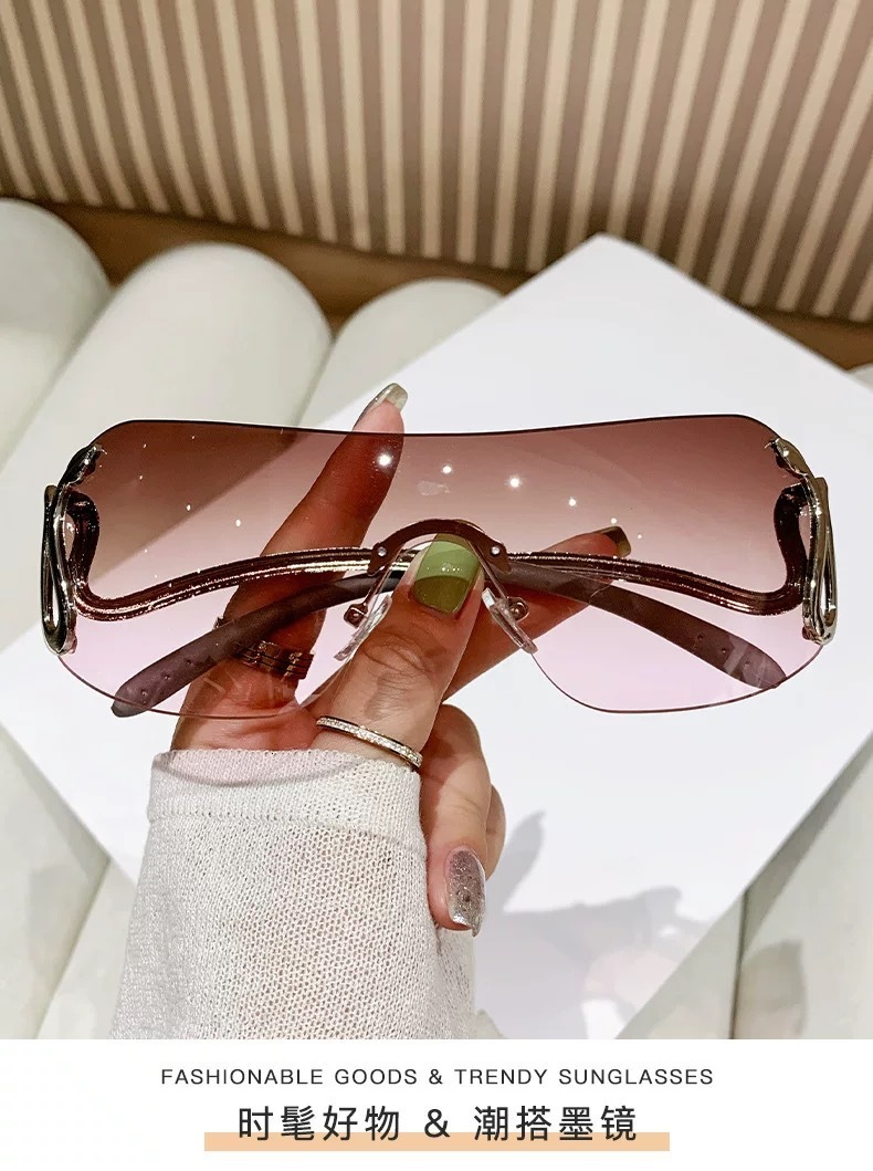 New Frameless Integrated European Designer Sunglasses Fashionable Luxury Glasses Women's Sunglasses Men's Glasses Personalized Trend High-en