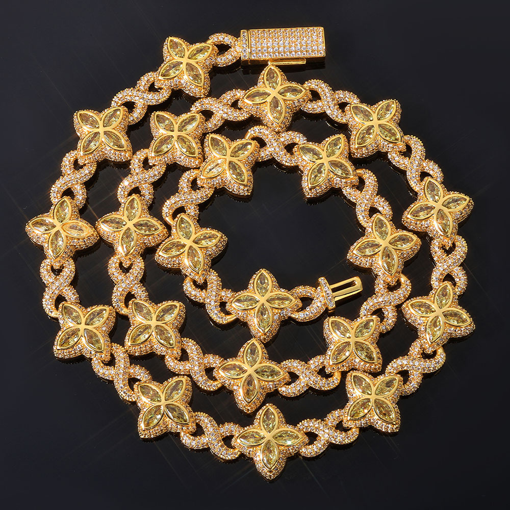 Hip Hop Colorful Cross Flower Infinite Cuban Chain Necklace Bracelet Women Men Lover Couple Jewelry