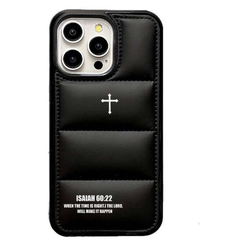 Phone Case for iPhone 17 Pro Max Trendy Cross Cotton-Padded Leather Down Jacket Apple 13 Pro Max Phone Case Cross-Border Trade iPhone 17 PM