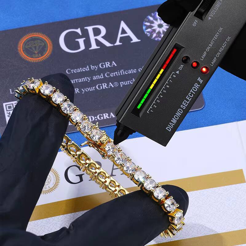 RINNTIN XP110 Ready to Ship Moissanite Tennis Chain Bracelet Ice Out Brass Bracelet Hiphop Men Women Moissanite Bracelet