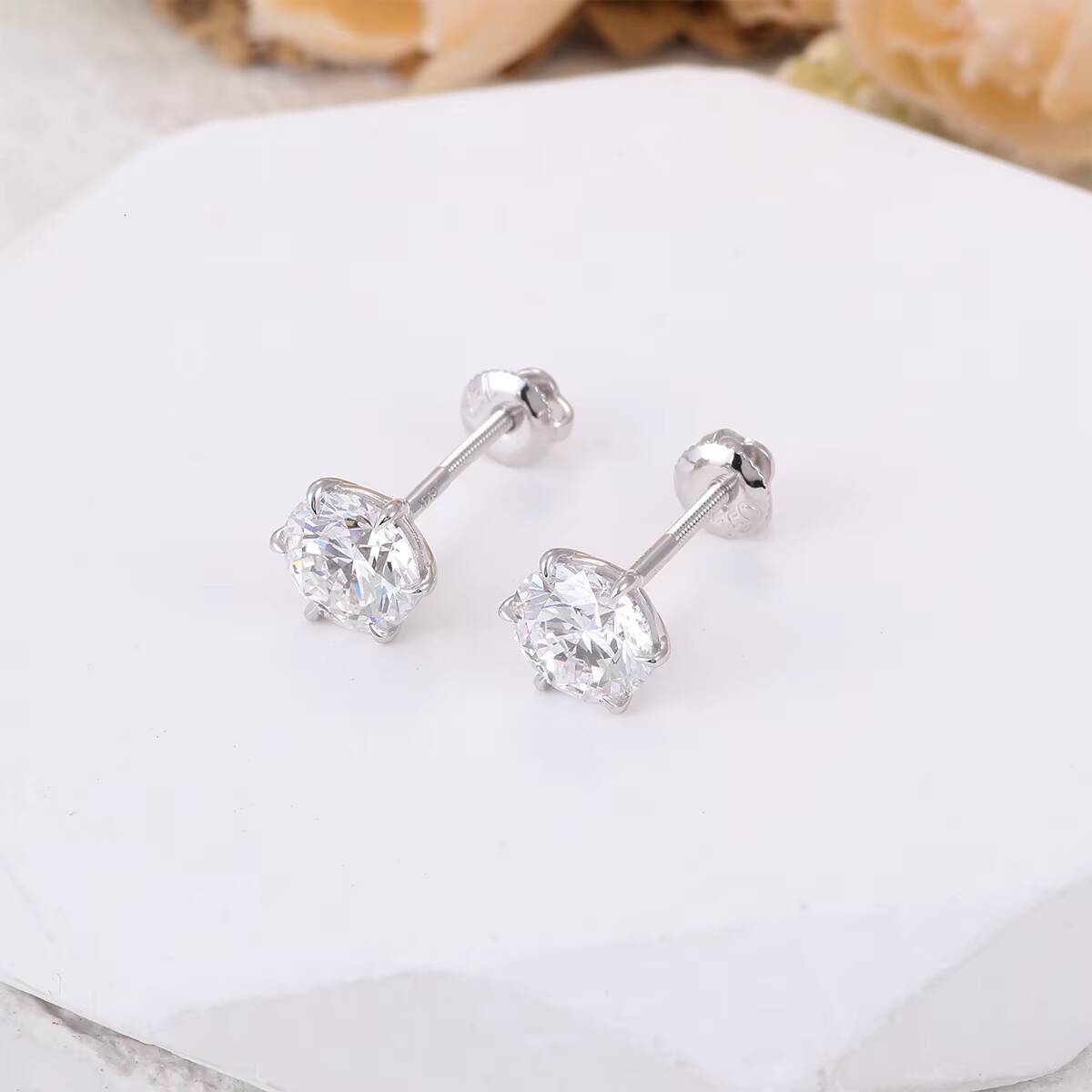 IGI Certified 1-4 Ct Diamond Earrings 14Kt Gold Lab Grown Diamond Earrings Gold Diamond Earrings 6 Prong Studs Fine Jewelry - view 5