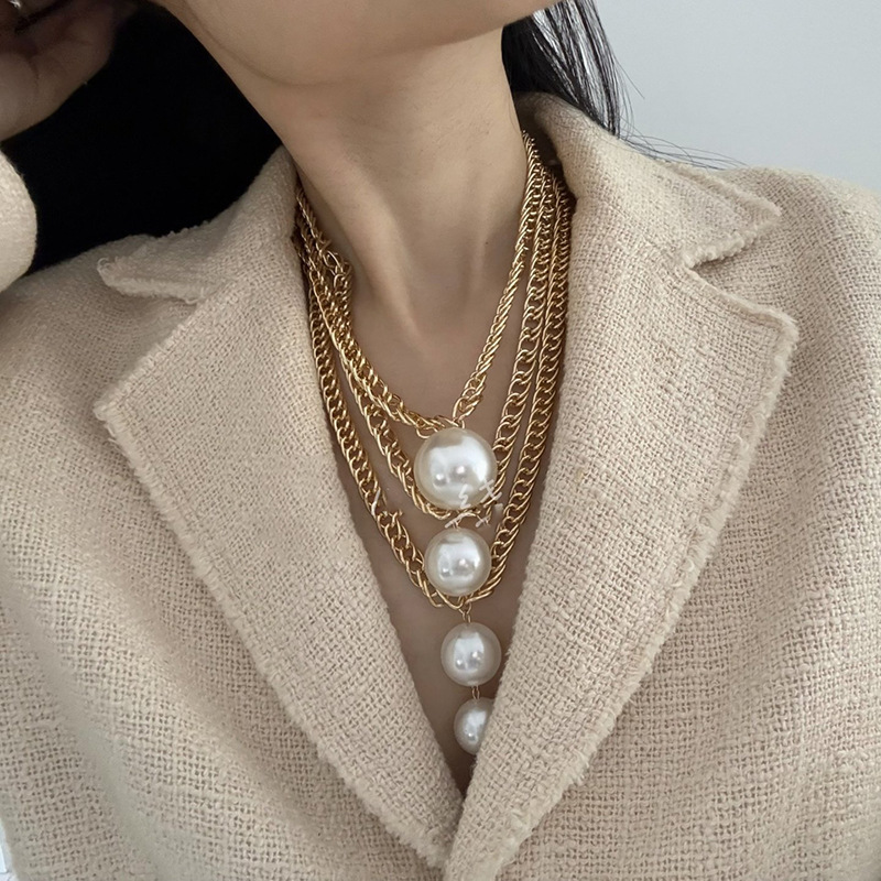 European and American Cross-Border Multi-Layer Pearl Necklace, Unique Fashion Design, Niche Collarbone Chain, Light Luxury, High-End Sense Necklace - view 4