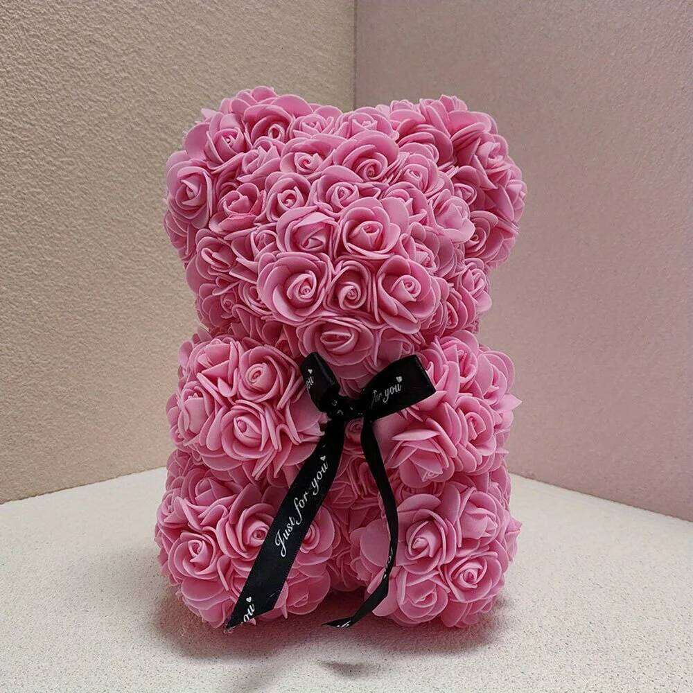 1pc Rose Artificial Foam Flowers Bear Made Of Roses For Valentines Mothers Day, Anniversary, Birthday Gifts W260114
