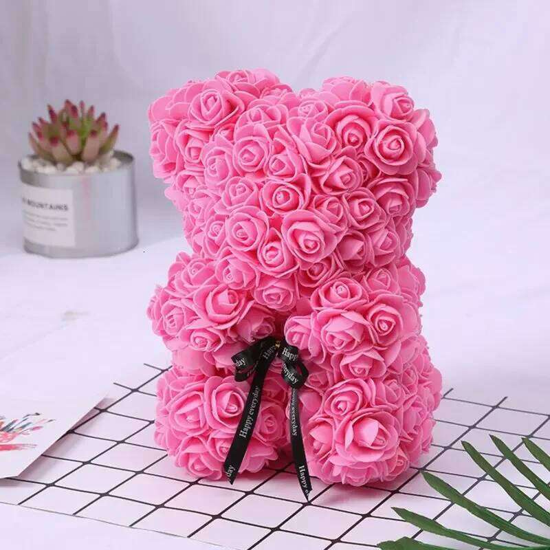 Gifts Women Flower Bear Hand Made Rose Teddy Bea for Valentines Mothers Day Wedding Anniversary Bridal Showers W260114