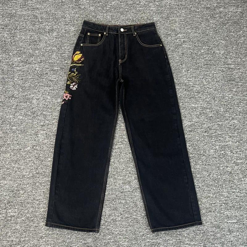 Men's Jeans Harajuku Casual Derschutze Straight-leg Heavy Exquisite Embroidery Print High Quality Real Po Y2K