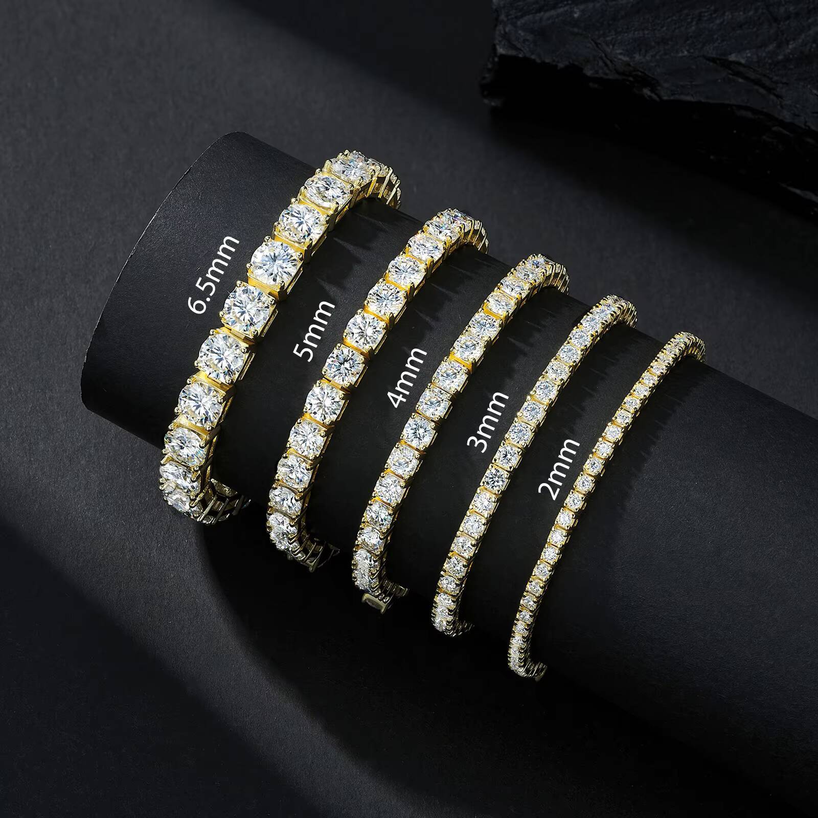 Moissanite Gold Plated Square Set Tennis Chain With Brilliant Sparkling Stones Designed for Luxury Fashion Jewelry Bracelet