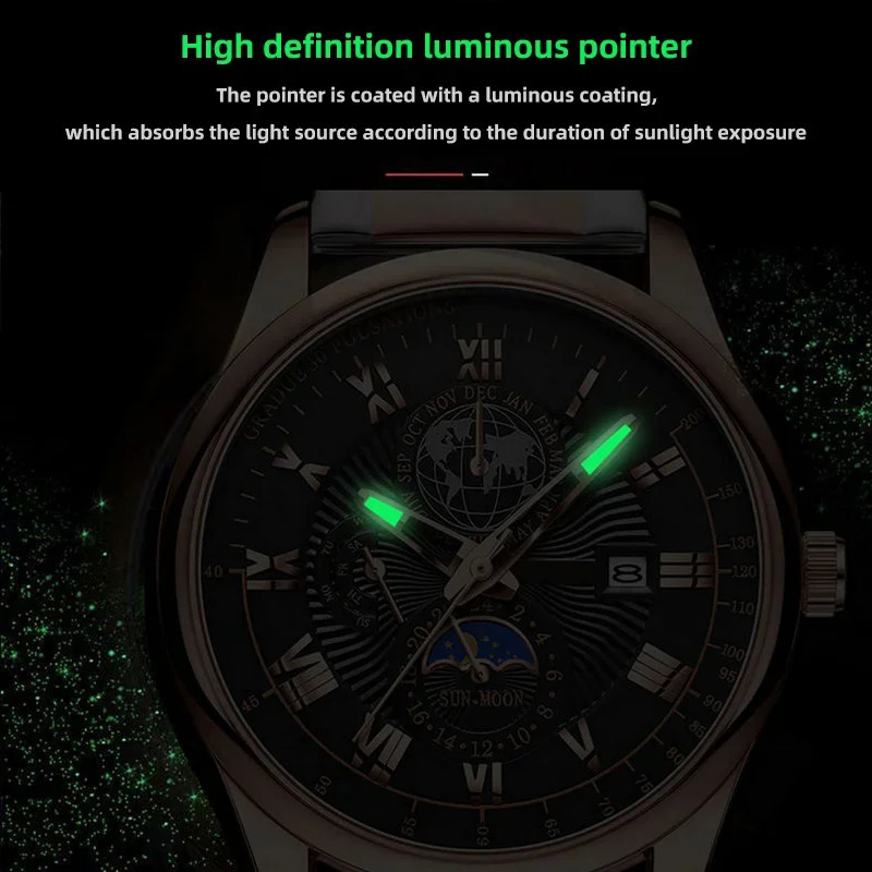 Men Watch Fashion Top Sport Mens Wristwatch Waterproof Luminous Leather Date Quartz Watches Man clock 260114