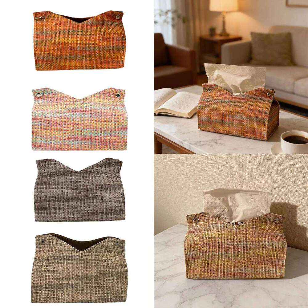 Home Storage PU Leather Tissue Box Cover Stylish Paper Dispenser for Living Room Bedroom Kitchen Decorative Organizer for Vanity Home Decor