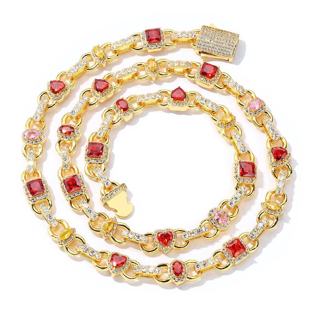 Moissanite S925 Silver Customizable Men Necklace Colorful Gemstones Chain