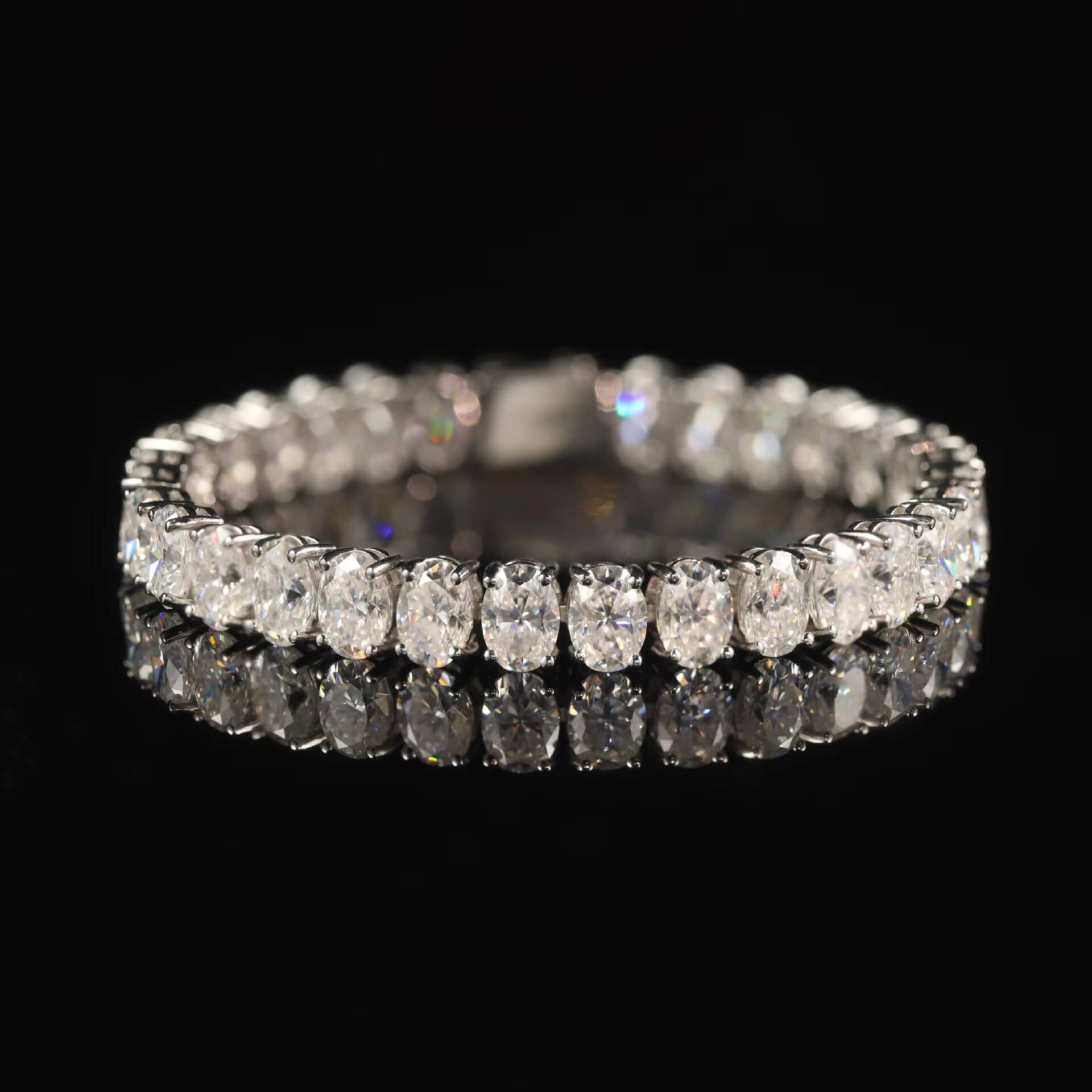 Elegant Popular Cross Border 3 4 5mm Tennis Chain S925 Silver Bracelet Oval Moissanite High End Daily Wear Accessory
