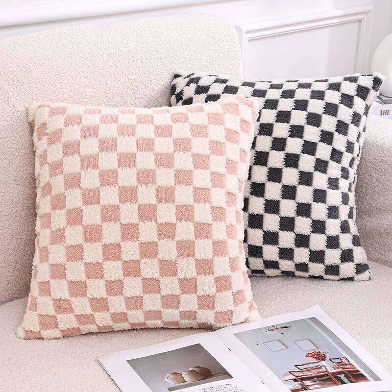 illow Cover Geometric Checkerboard Print Double Sided Cozy Pillowcase Soft Household Items for Bedroom Living Room Home Kitchen Laundry Decor Breathab