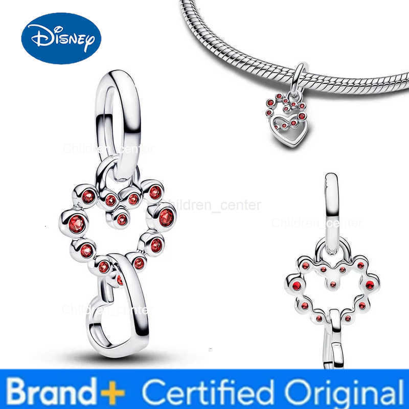 Disney New 925 Sterling Silver Charms Colorful Heart Bee Flower key Lock Butterfly Beads Bracelets Necklaces Womens DIY Jewelry Gift H260114