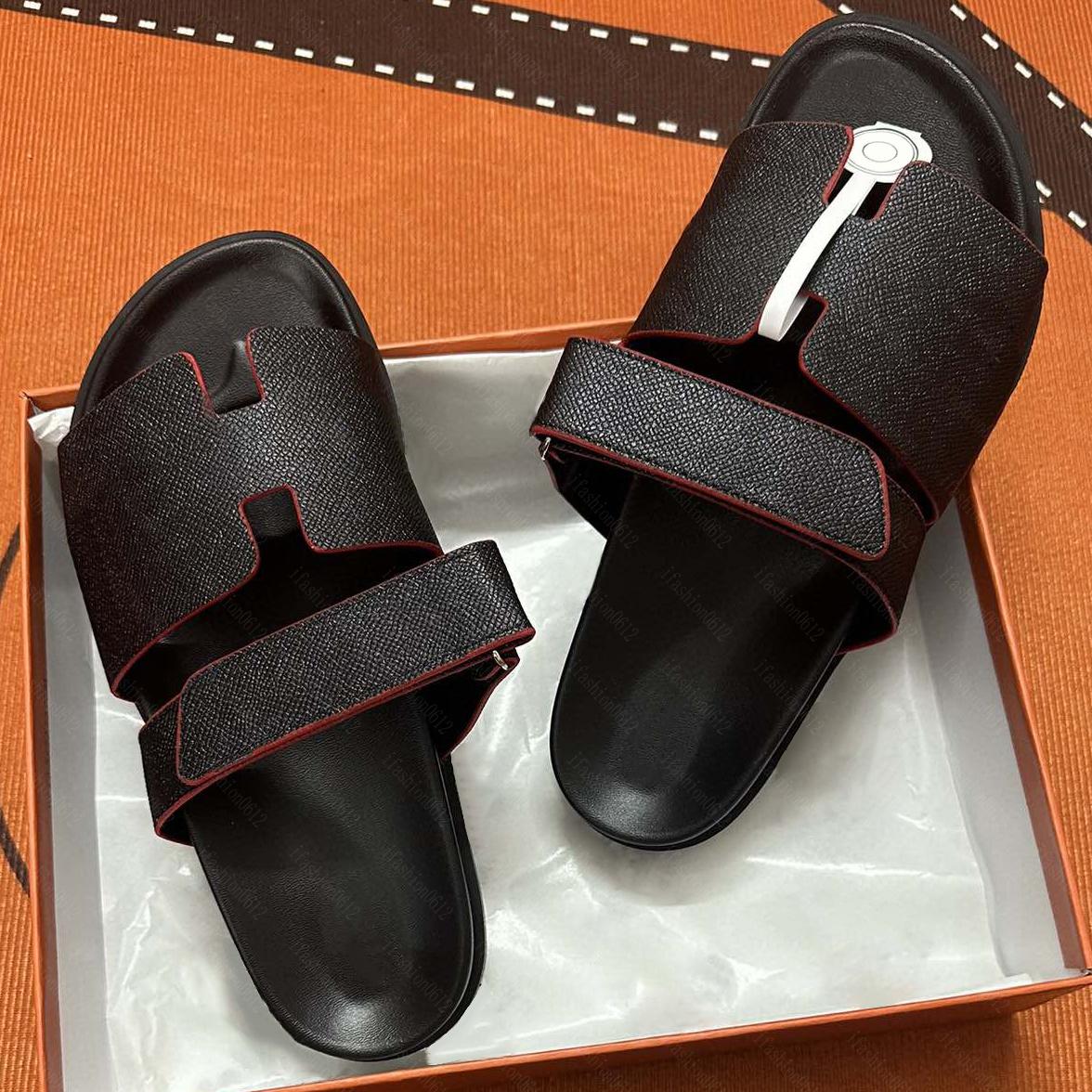 Classic Sandals Designer Leather Women Man Slides Sandal Summer Flat Shoes Fashion Beach Casual Slippers Letter Outdoor Indoor