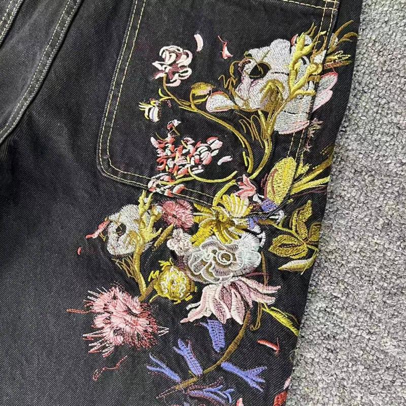 Men's Jeans Harajuku Casual Derschutze Straight-leg Heavy Exquisite Embroidery Print High Quality Real Po Y2K