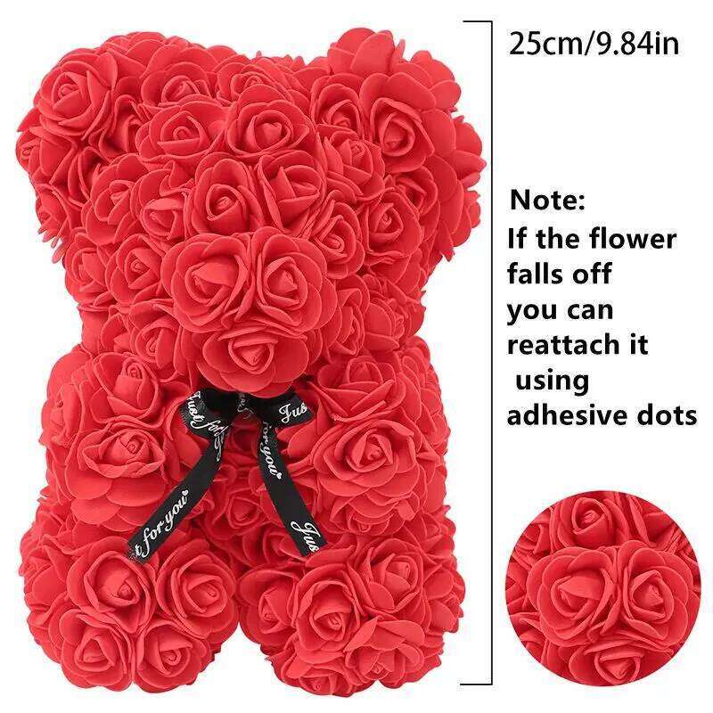 1Pcs LED Artificial Flower Eternal Rose Teddy Bear for Mom Mother's Birthday Valentine's Day Anniversary Gifts & Decoration W260114