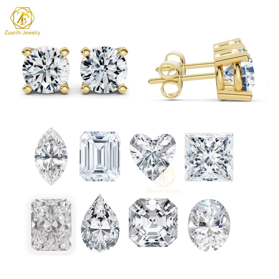 IGI Certificate Custom Fine Jewelry Earrings 4 Claw 18k 14k 10k Solid Gold Earring Oval Cut 1-3 Carat Lab Grown Diamond Earings