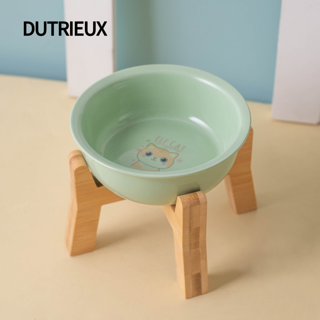 H2316 Custom ceramic cat bowls, high-legged neck-protecting, anti-tipping food bowls, pet gift customization and wholesale.