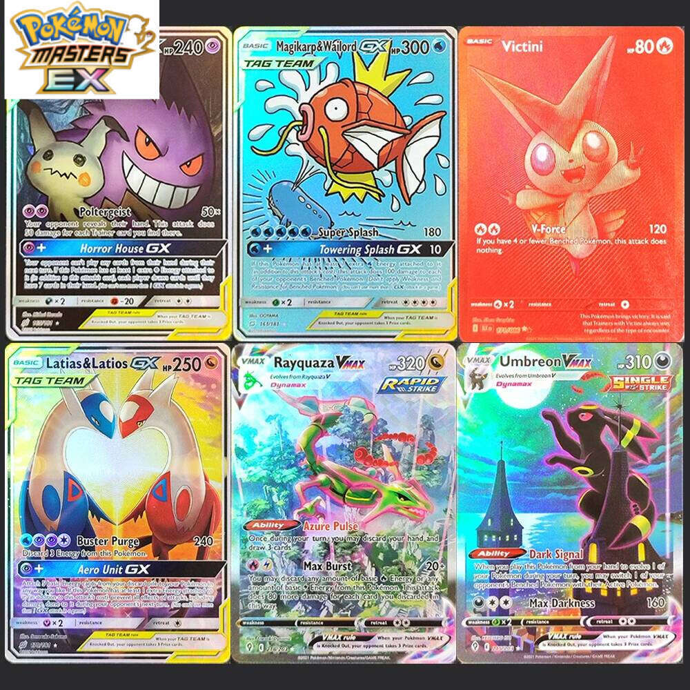 DIY PTCG English Gengar Minikyu Charizard Pikachu Lucario Reshiram Victini Umbreon Mewtwo Latia Hobby Collection Flash Card Toy L260114