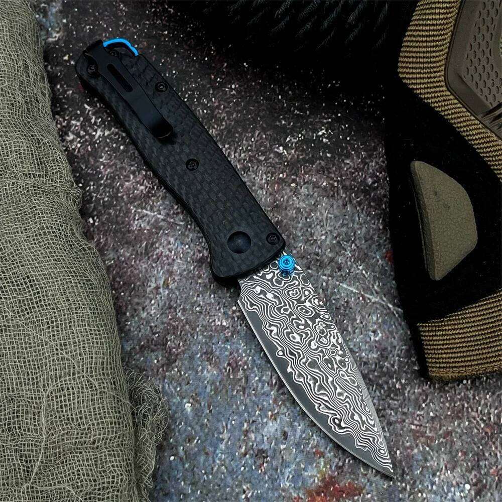 Model 533 Tactical Folding Knife - Damascus Steel Blade & Carbon Fiber Handle For EDC Camping Hunting Survival Gear Outdoor Equipment
