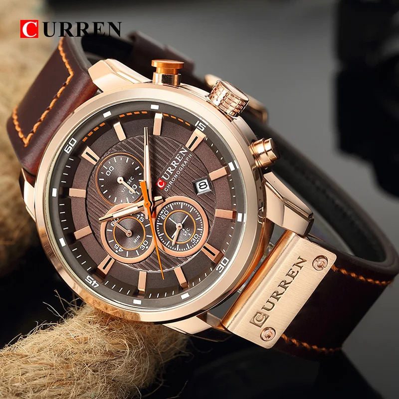 CURREN Watch Men Leather Sports Watches Mens Army Military Quartz Wristwatch Chronograph Male Clock Relogio Masculino 260114