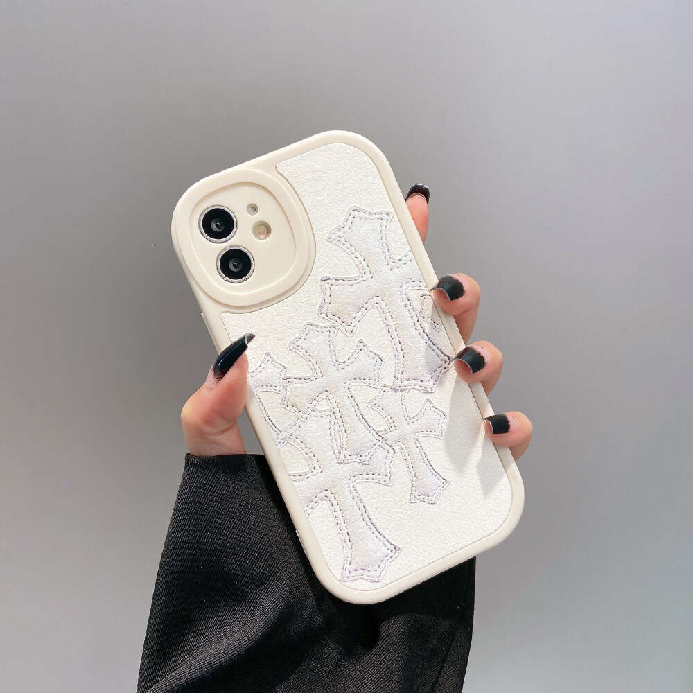 Trendy Cross Pattern iPhone Case, Leather Texture Protective Cover with Colorful Patchwork & Stitching Design, Compatible with iPhone 17 Pro Max/15/12