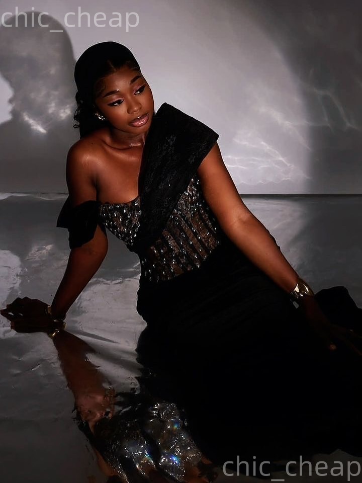 Aso Ebi Nigerian Black Mermaid Prom Dresses 2026 One Shoulder Crystals Satin Evening Formal Party Second Birthday Engagement Gowns Dress For Special O