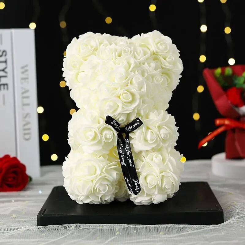 1pc Rose Artificial Foam Flowers Bear Romantic Creative Gifts for Valentines Day Anniversary Wedding Birthday with Box W260114