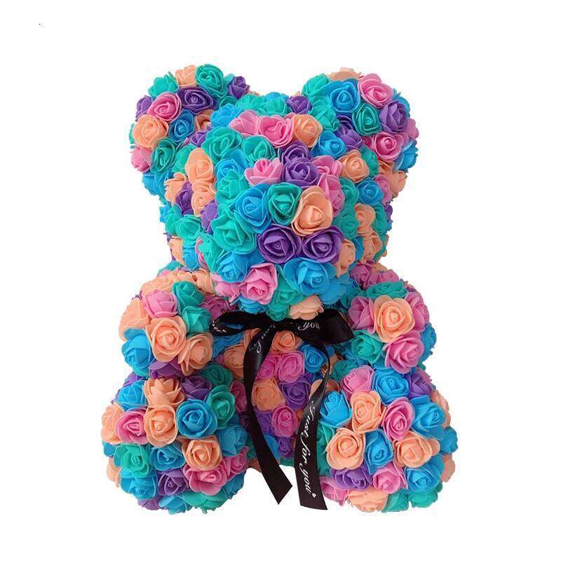 2024 DropShipping 40cm Heart Artificial Flower Rose Teddy Bear For Women Valentine's Wedding Birthday Christmas Gift W260114