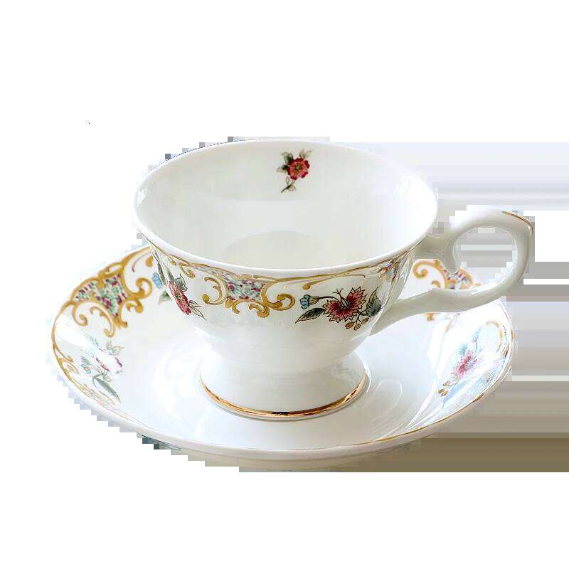 Elegant Bone China Espresso Cup 220ML Drinking Utensils Luxury Mugs for Home Kitchen Office Tableware Coffee Tea Ceramic Cup with Floral Design Durabl