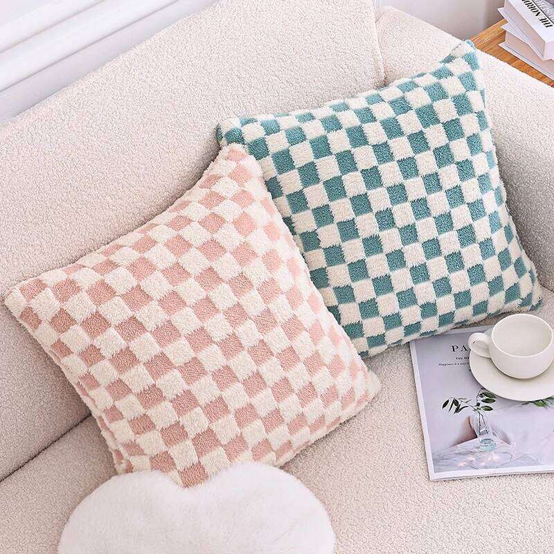 illow Cover Geometric Checkerboard Print Double Sided Cozy Pillowcase Soft Household Items for Bedroom Living Room Home Kitchen Laundry Decor Breathab
