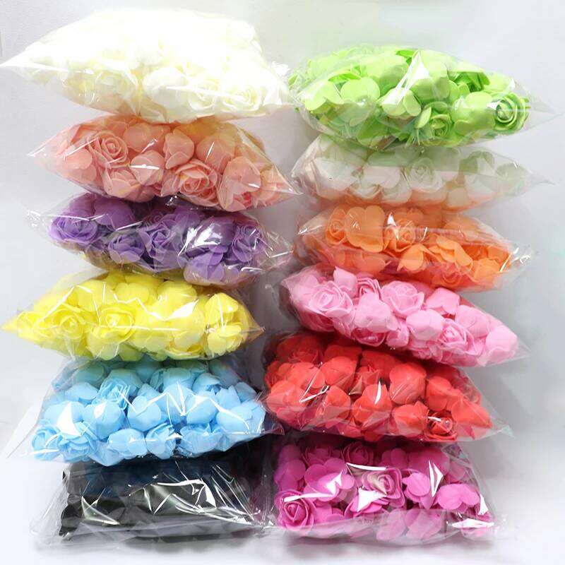 500pcs Valentine's Day 3.5cm PE Foam Head Artificial Flower For Wedding Birthday Party Home Decor DIY Bear Rose Valentines W260114