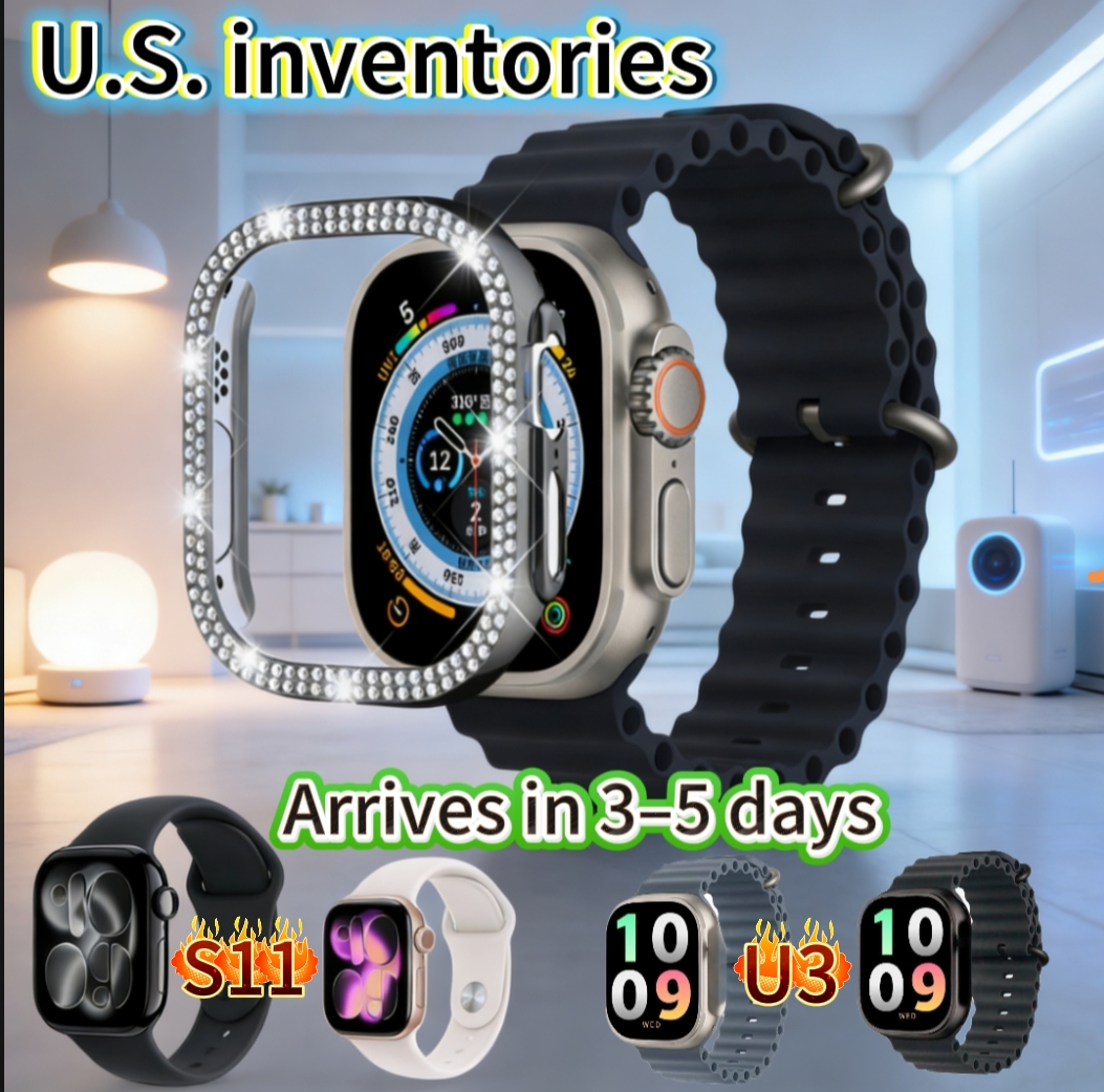US stock available: Protective case for Apple Watch S11/U3 series smartwatches (46/49mm dial), compatible with Android and iOS devices, and supports Bluetooth voice calls.