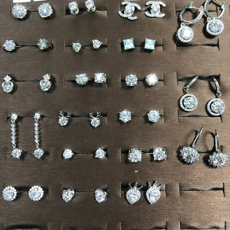 Wholesale Stock Moissanite Earring 925 Sterling Silver White VVS Stud Moissanite Diamond Earring Jewelry