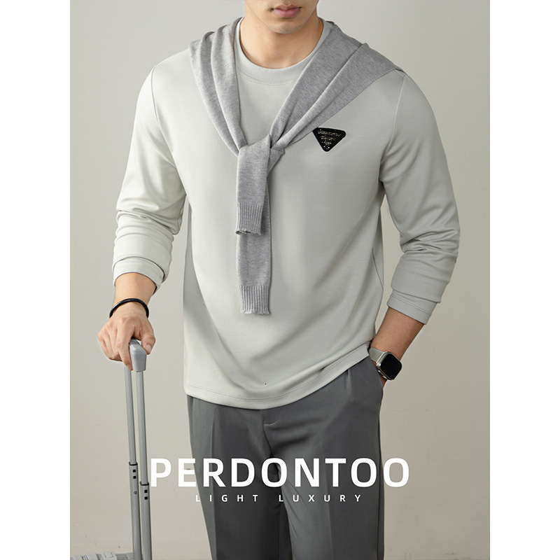 Luxury Brand Brilliant Rhinestone High-End Cloud Modal Cotton Long Sleeve Men's Light Designer Clothes Luxury Inner Wear Autumn Casual Top