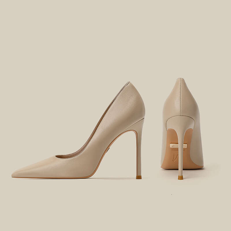Soft Leather High Heels Women Thin Heel Pointed Toe 2025 New Spring Summer Autumn Winter Versatile Nude Professional Single Shoes