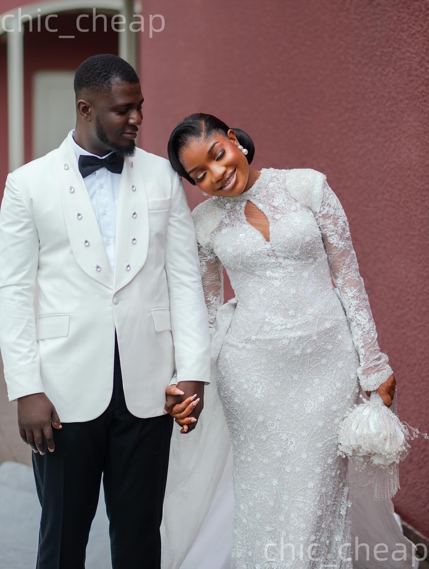 African Aso Ebi 2026 Ivory Mermaid Wedding Dress Floral Lace Beaded Full Sleeves Detachable Train Vintage Bridal Gowns Dresses ZJ222