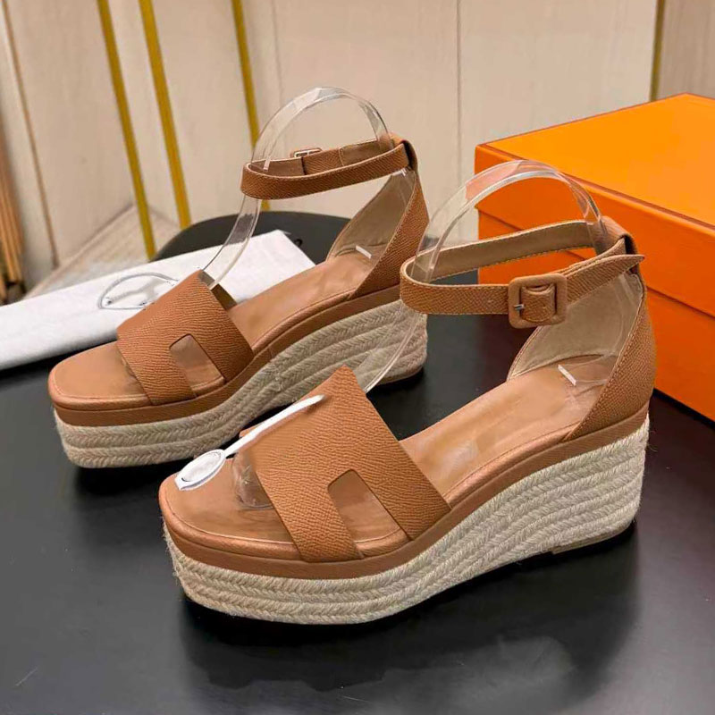 Luce 30 Sandal Womens Sandal Goatskin H252131Z Designer Ankle Strap Ladie Woven Hemp Rope Sole sandals women luxury brand Roman sandals Sizes 35 42