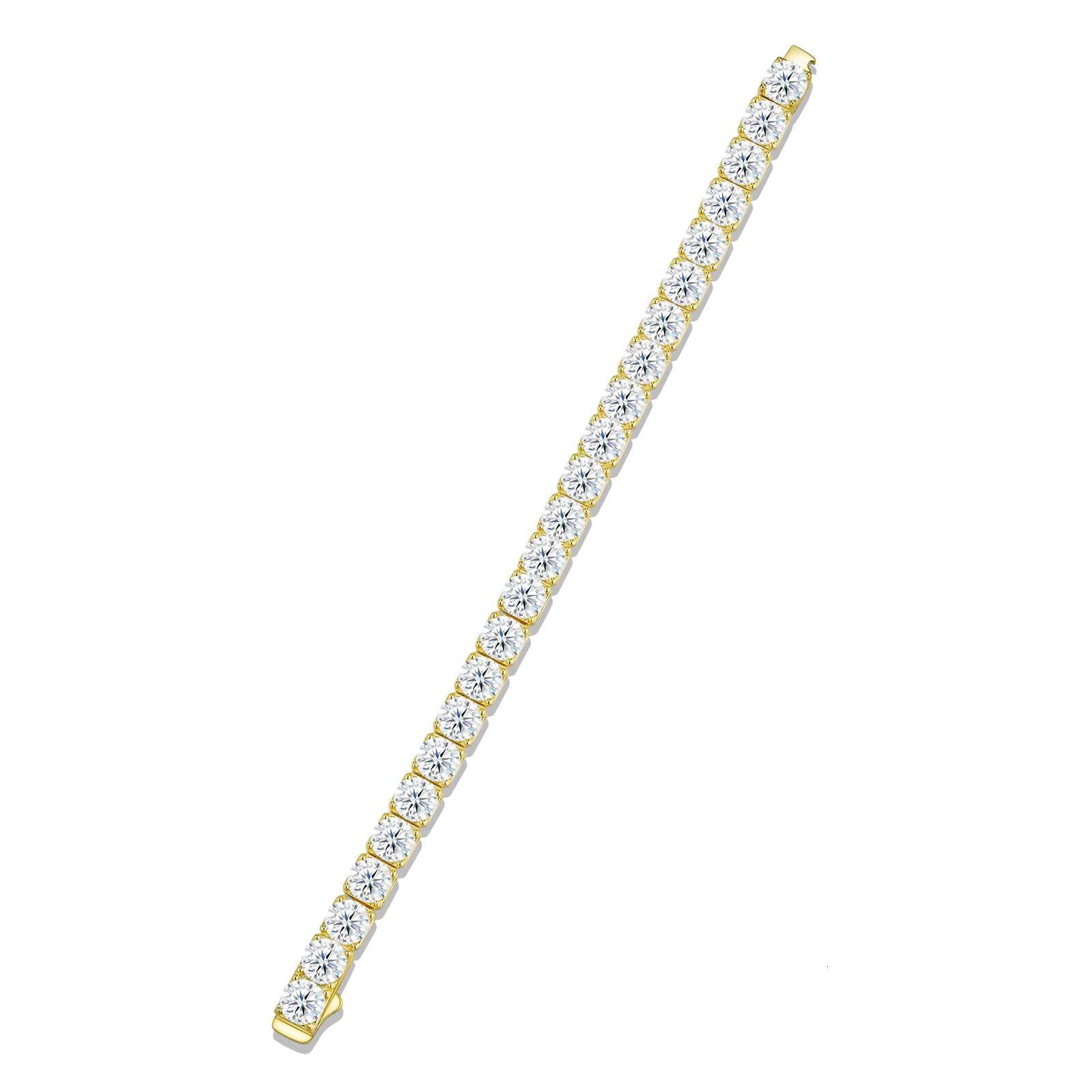Moissanite Gold Plated Square Set Tennis Chain With Brilliant Sparkling Stones Designed for Luxury Fashion Jewelry Bracelet