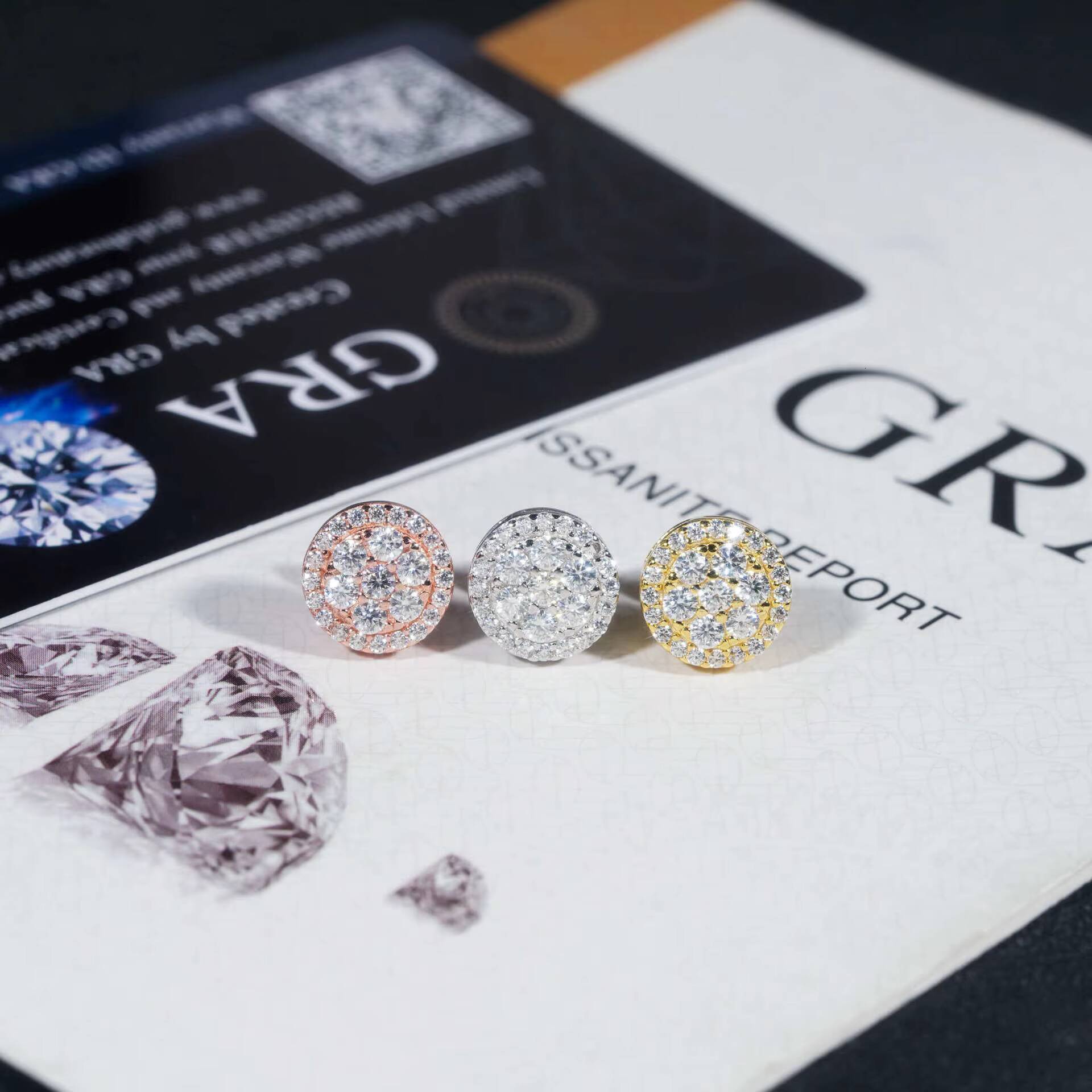 10mm Hip Hop Moissanite Cluster Earring Vintage Cluster VVS1 Moissanite Earrings Trendy Cluster Flower Moissanite Earring