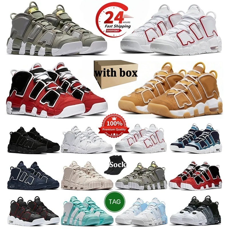 With Box Designer Shoes Basketball Shoes Uptempos Mens Womens Sneakers Pippen 96 OG Panda Triple White Black Red Rayguns Grape Aqua Hoops UNC Outdoor Sports Trainers