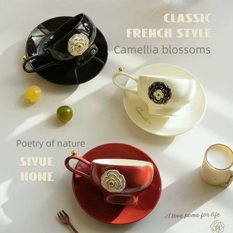 Ceramic Coffee Mugs Premium Drinking Utensils Light Luxury Porcelain Tea Cup Saucer Set Home Afternoon Latte Dining Table Decor Gift For Friend