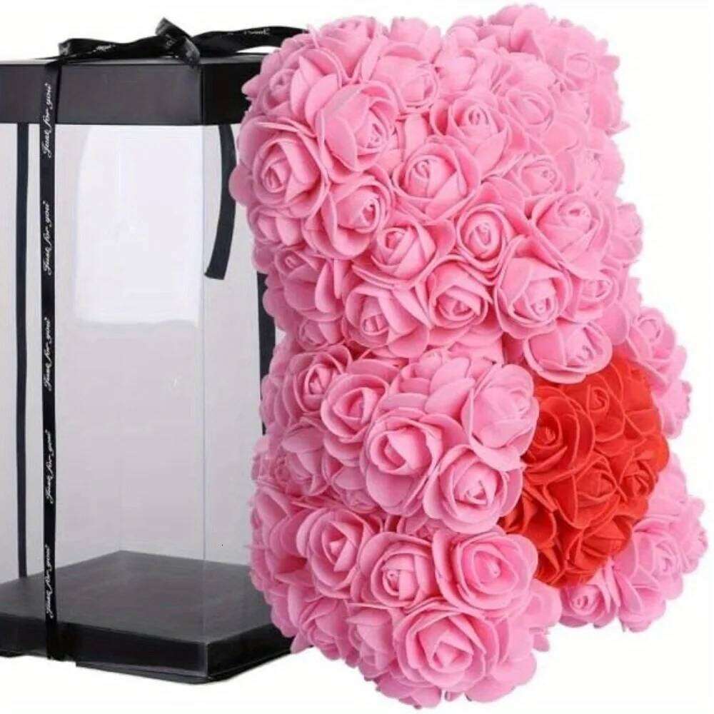 Women, 9.8in Mother's Rose Teddy Gifts for Women Mom, Artificial Flower Bear Valentine's Day W260114