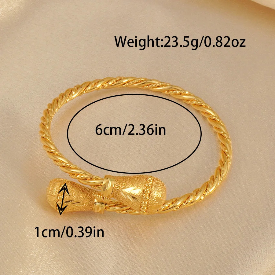 Fashion Dubai Gold Bracelet 21k Gold Plated Saudi Muslim Cuff Bangles Nigeria Women Wedding Event Party Jewelry 260107 - view 7