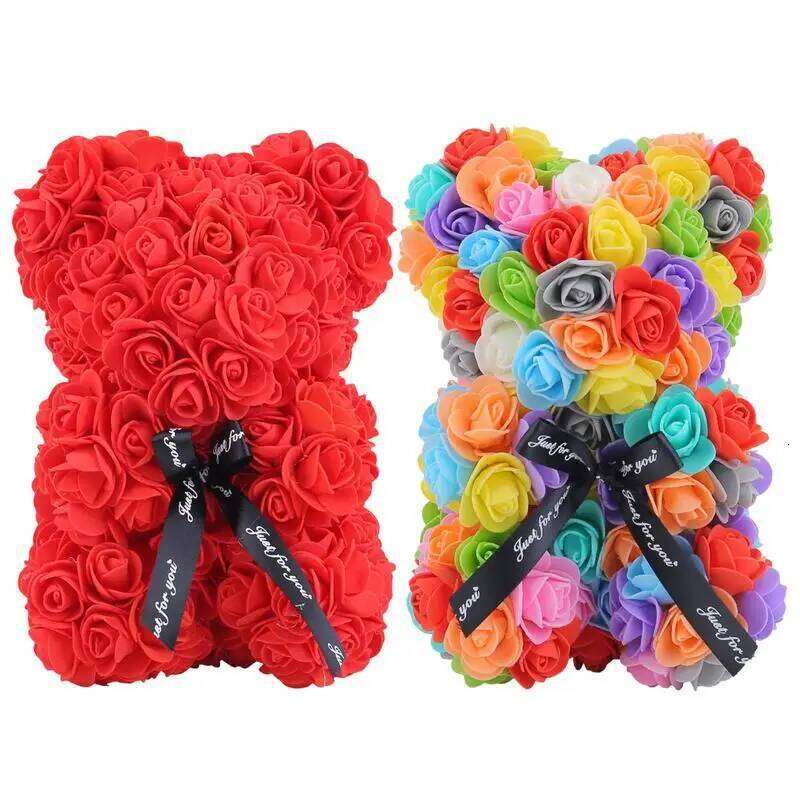 Artificial Flower Rose Bear For Girlfriend Valentines Day Wedding Birthday Christmas Gifts 2025 W260114