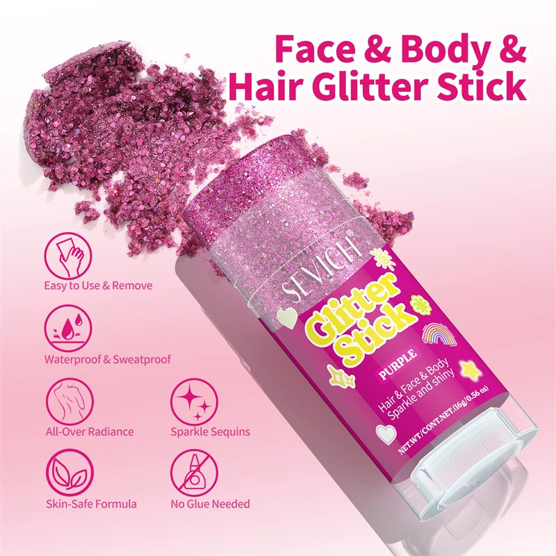 6 Colors Body Glitter Stick Waterproof Long Lasting Sequins Glitter Gel Stick Singer Music Rave Festival Party Christmas Makeup 260113