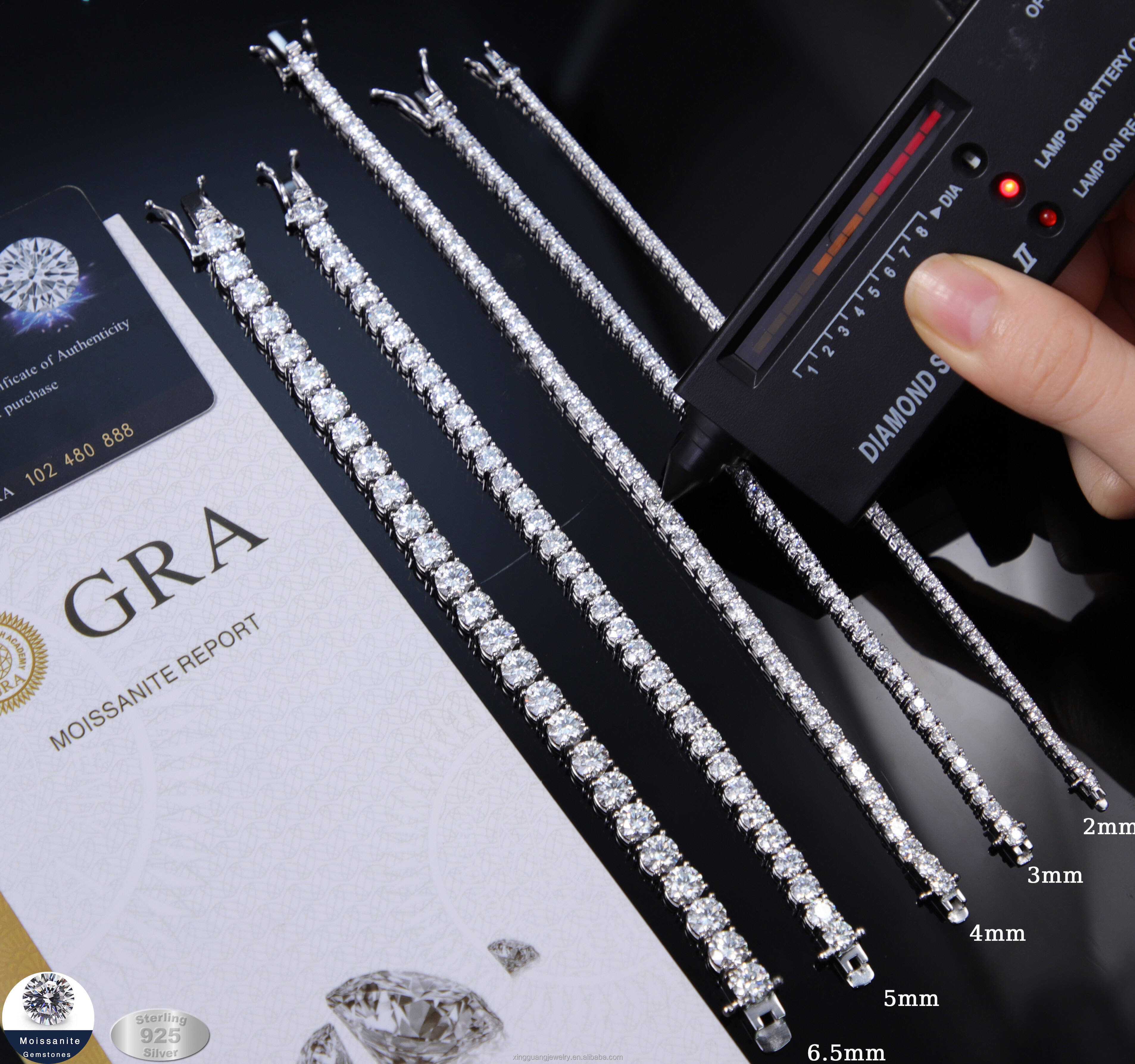 Lowest Price Moissanite Tennis Bracelet 2mm-65mm in Stock 925 Silver Men Women Hip Hop Bracelet VVS Moissanite Tennis Bracelet