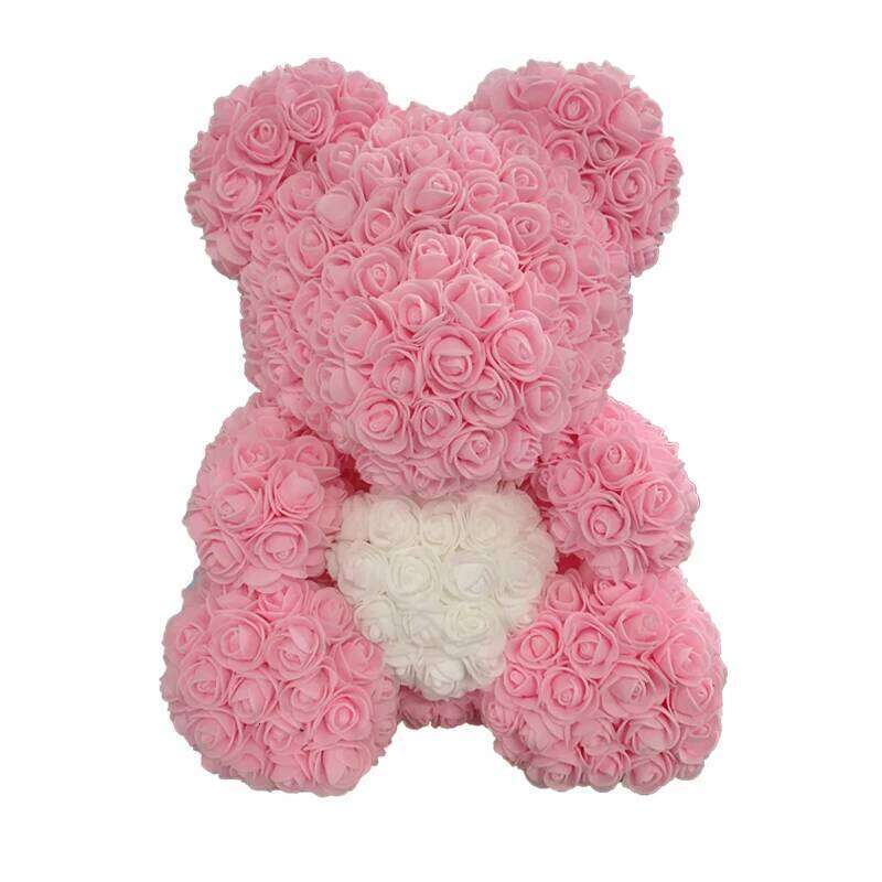 2024 DropShipping 40cm Heart Artificial Flower Rose Teddy Bear For Women Valentine's Wedding Birthday Christmas Gift W260114