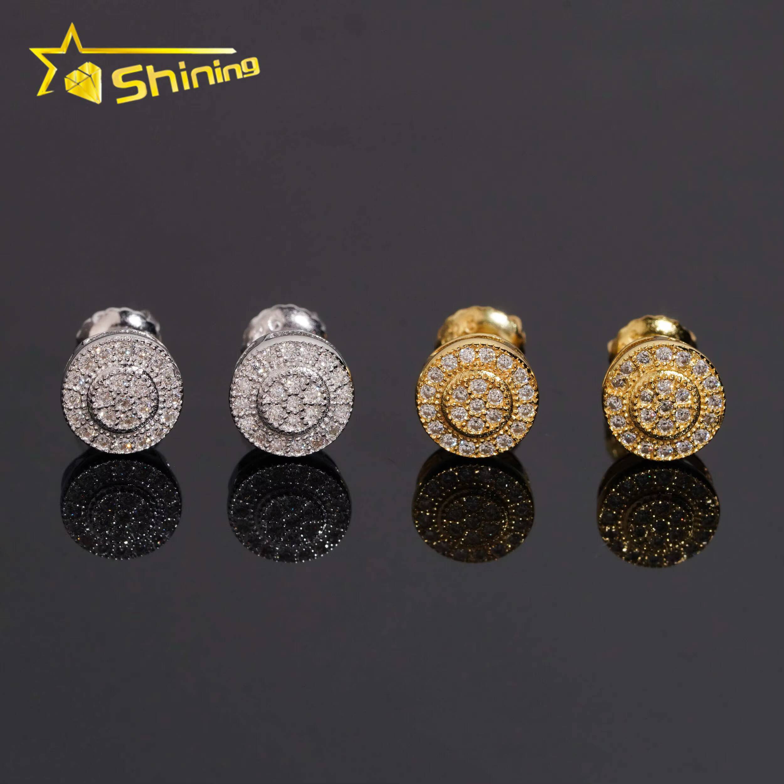 USA Warehouse Fast Delivery 925 Sterling Silver Moissanite Earrings Hip Hop Jewelry Men Women Moissanite Ear Studs Daily Wear