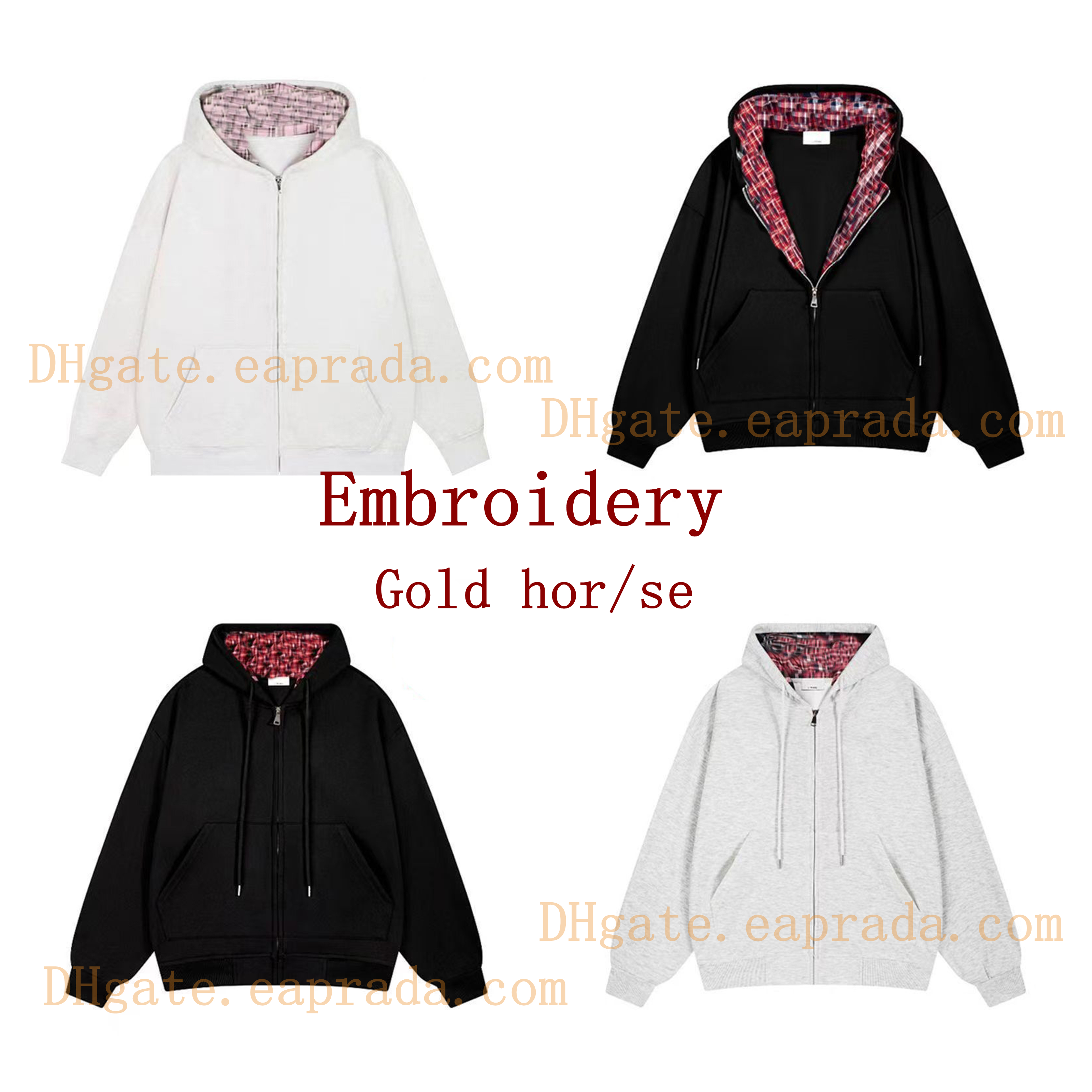 Designer Hoodies Mens Jackets Zipper Embroidery Gold Horses knight Coats London Fleece Hoodie Hoody Cotton Sweatshirts Man Long Sleeve Woman Hoodie Homme Sweater